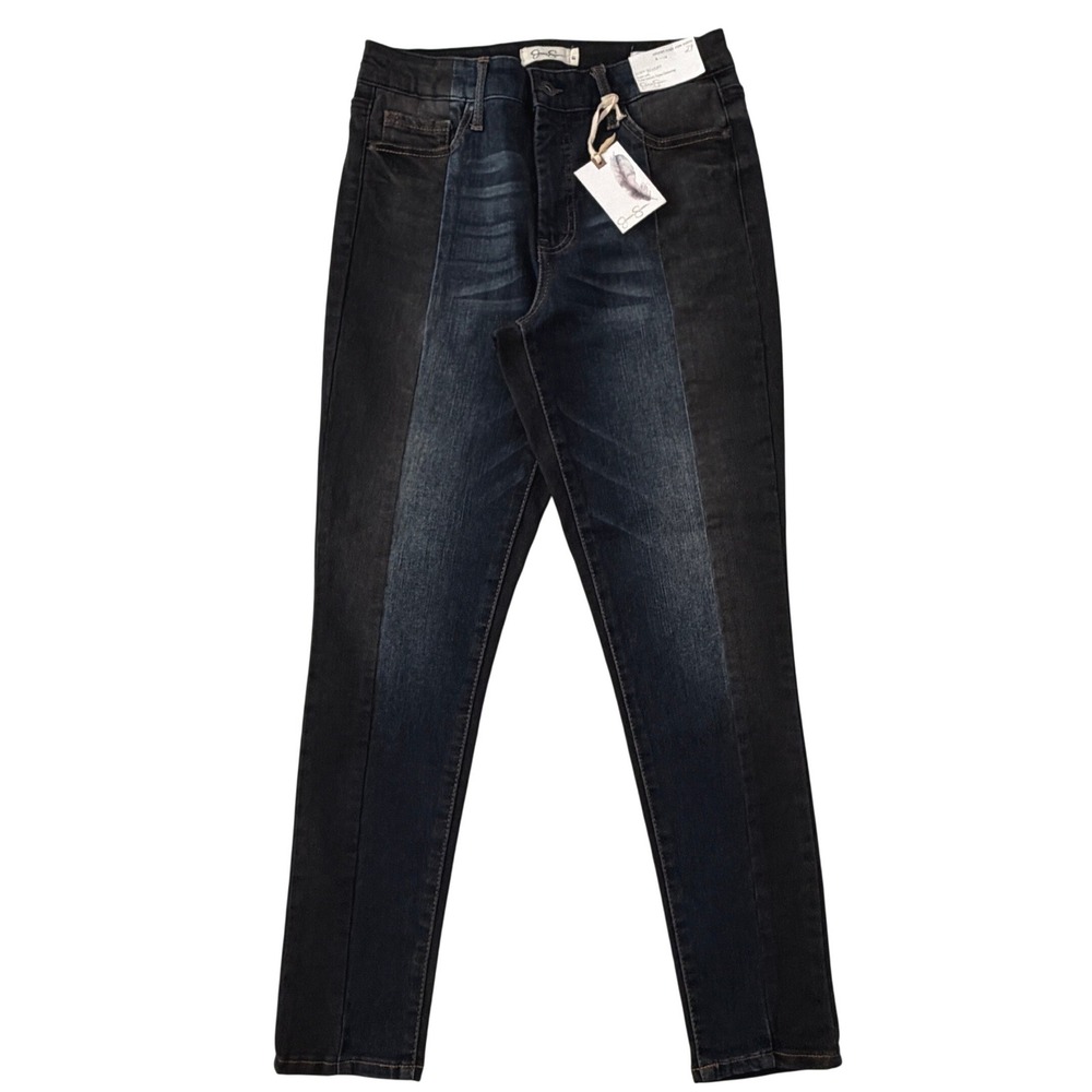Jessica Simpson Adored High Rise Ankle Jean 27 Colorblock Blue Black Soft Sculpt